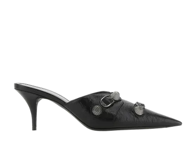 BALENCIAGA Women's Leather Cagole Mules "Black"