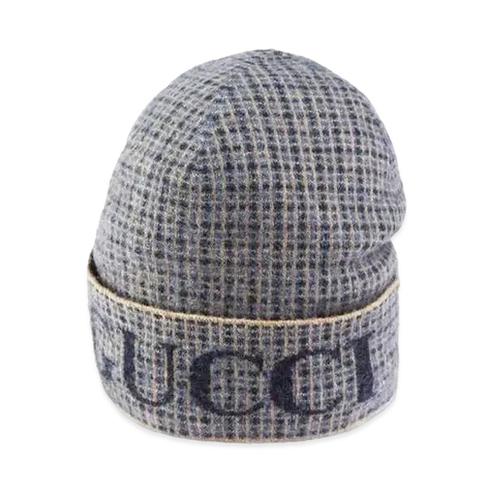 GUCCI Wool Check Hat "Blue"