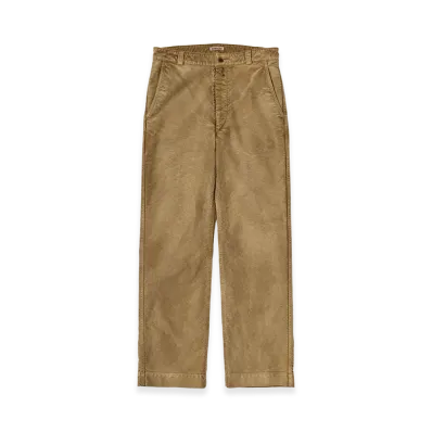AURALEE Garment-Dyed Organic Cotton Heavy Moleskin Pants "Faded Brown"