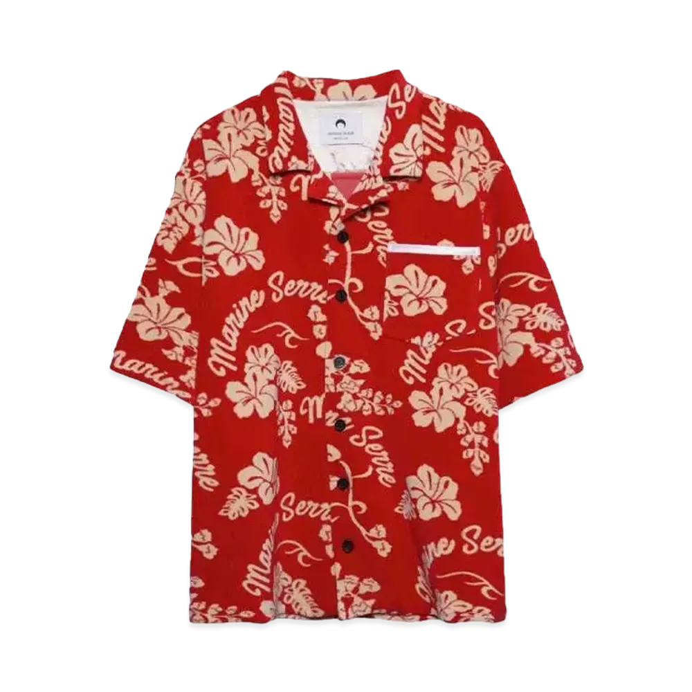 Marine serre JERSEY JACQUARD TOWELS BOWLING SHIRT "RED"