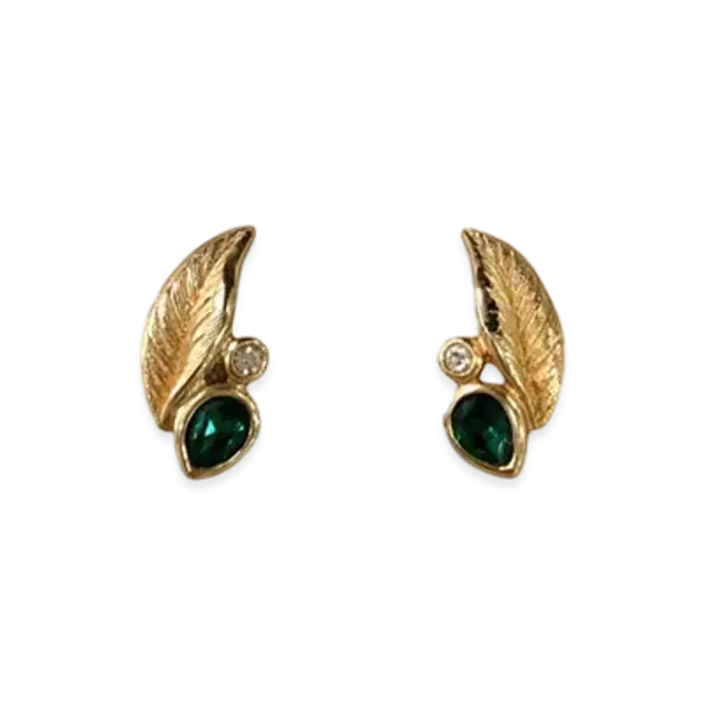 Dior Leaf Earrings "Gold/Green"