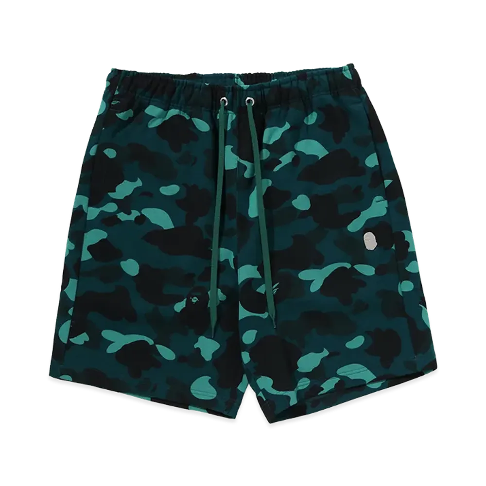 A BATHING APE Metal Ape Head Relaxed Fit Sweat Shorts "Green"