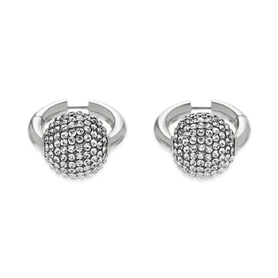 BALENCIAGA Quantum Earrings in Brass, Acrylic with Rhinestones "Silver"