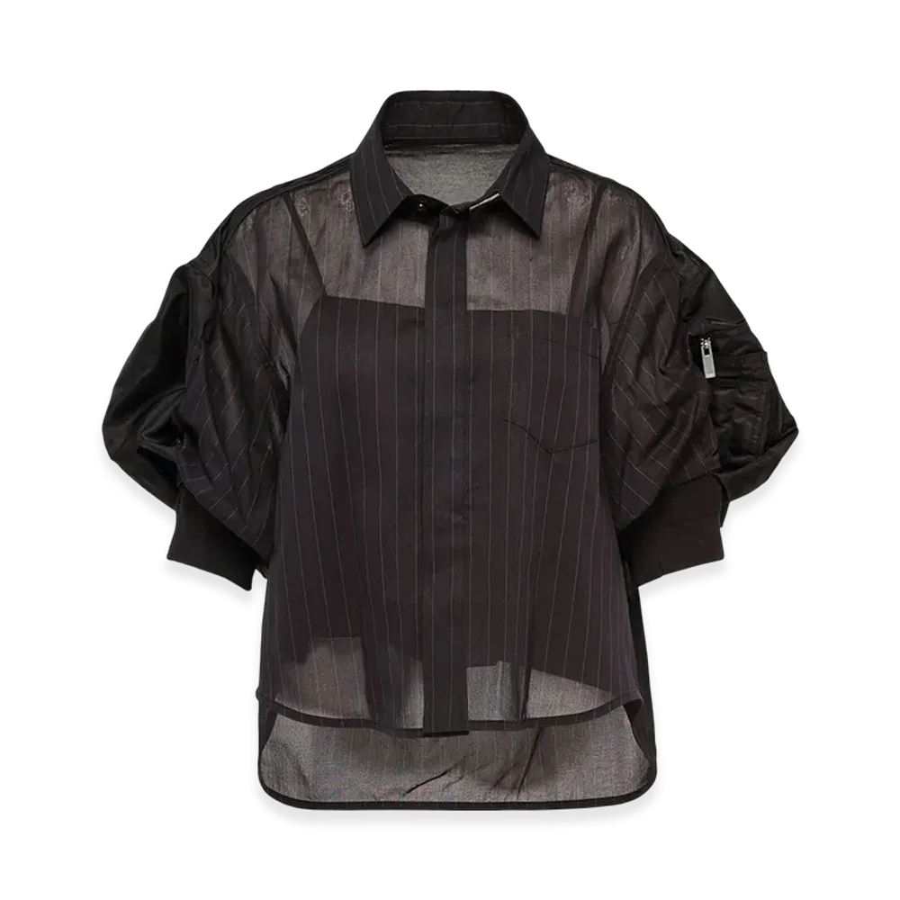 sacai High Twist Voile x Nylon Twill Blouse "Black"