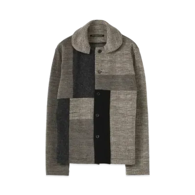 Yohji Yamamoto Y's GLEN CHECK PATCHWORK CARDIGAN B "Ivory"
