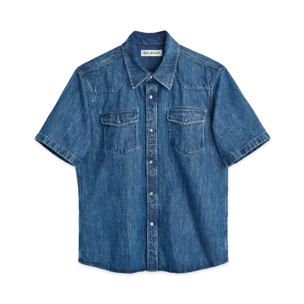 OUR LEGACY Frontier Shortsleeve Shirt Denim "Western Blue"