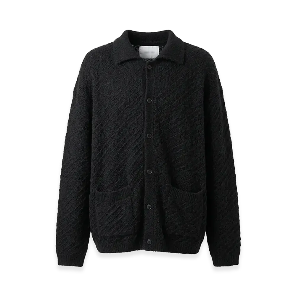 YOKE Silk Mohair Buttoned Cargigan "Black"
