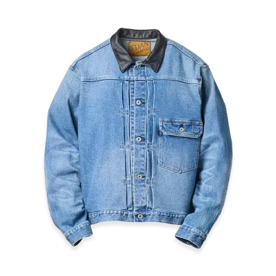 SEDAN ALL-PURPOSE Leather Collar Denim Jacket "Indigo"