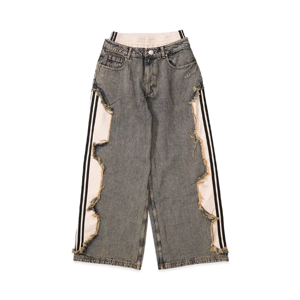 adidas Women's Adilenium 5.0 Deconstructed Denim Pants "ChalkyBrown"