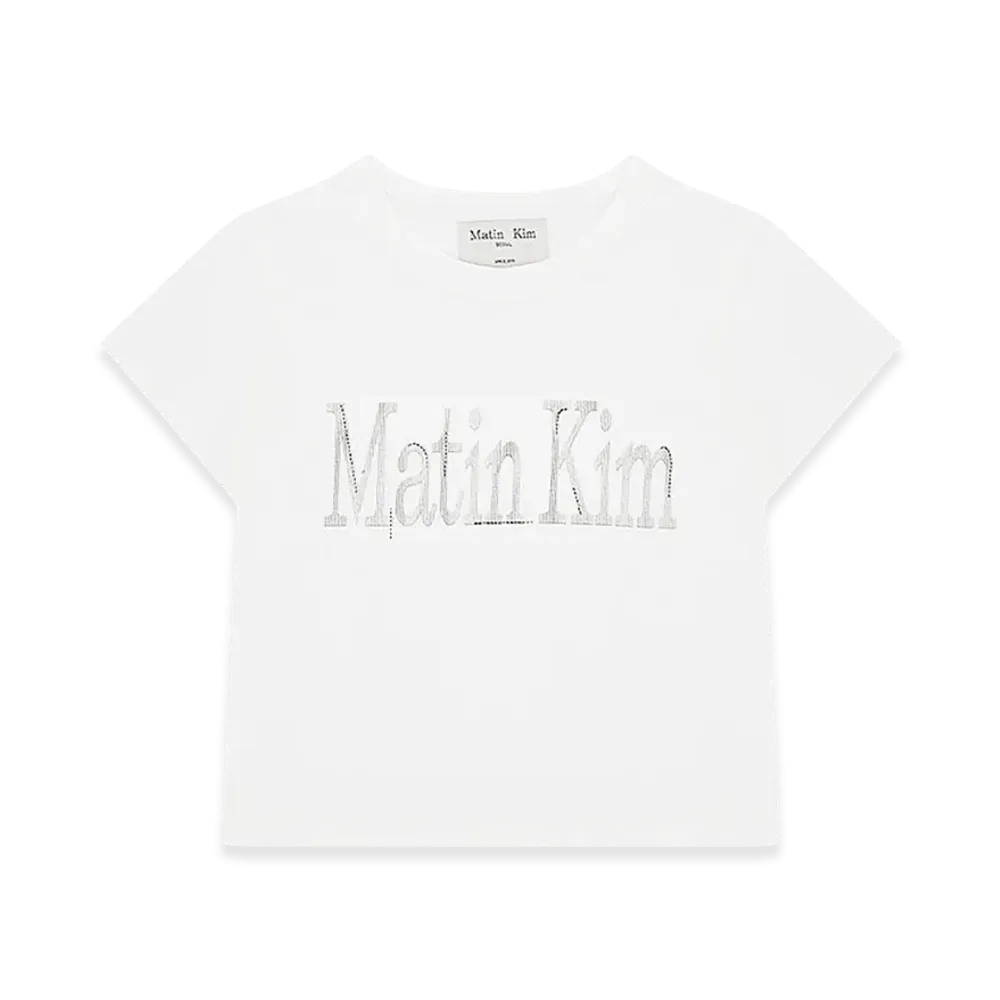 Matin Kim Women's Pattern Artwork Logo Crop Top T-Shirt "White"