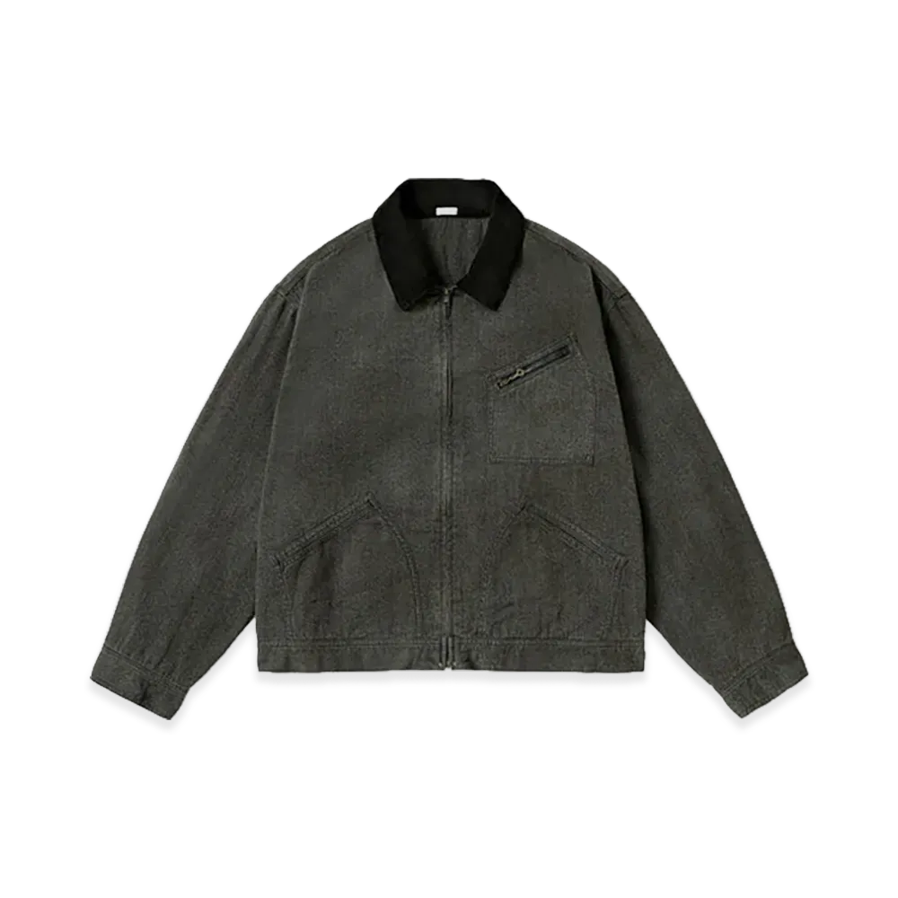 A.PRESSE Vintage Black Chambray Work Jacket "Gray"