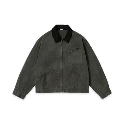 A.PRESSE Vintage Black Chambray Work Jacket "Gray"