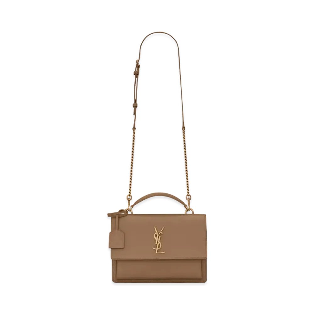 SAINT LAURENT Sunset Medium Satchel In Smooth Leather "Dark Toffee"