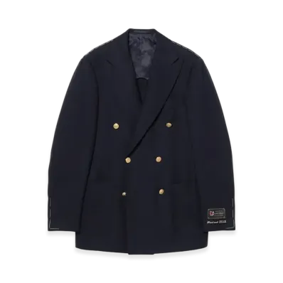 BEAMS Handmade Savile Clifford Wool Mohair Double-Breasted Blazer "Navy"