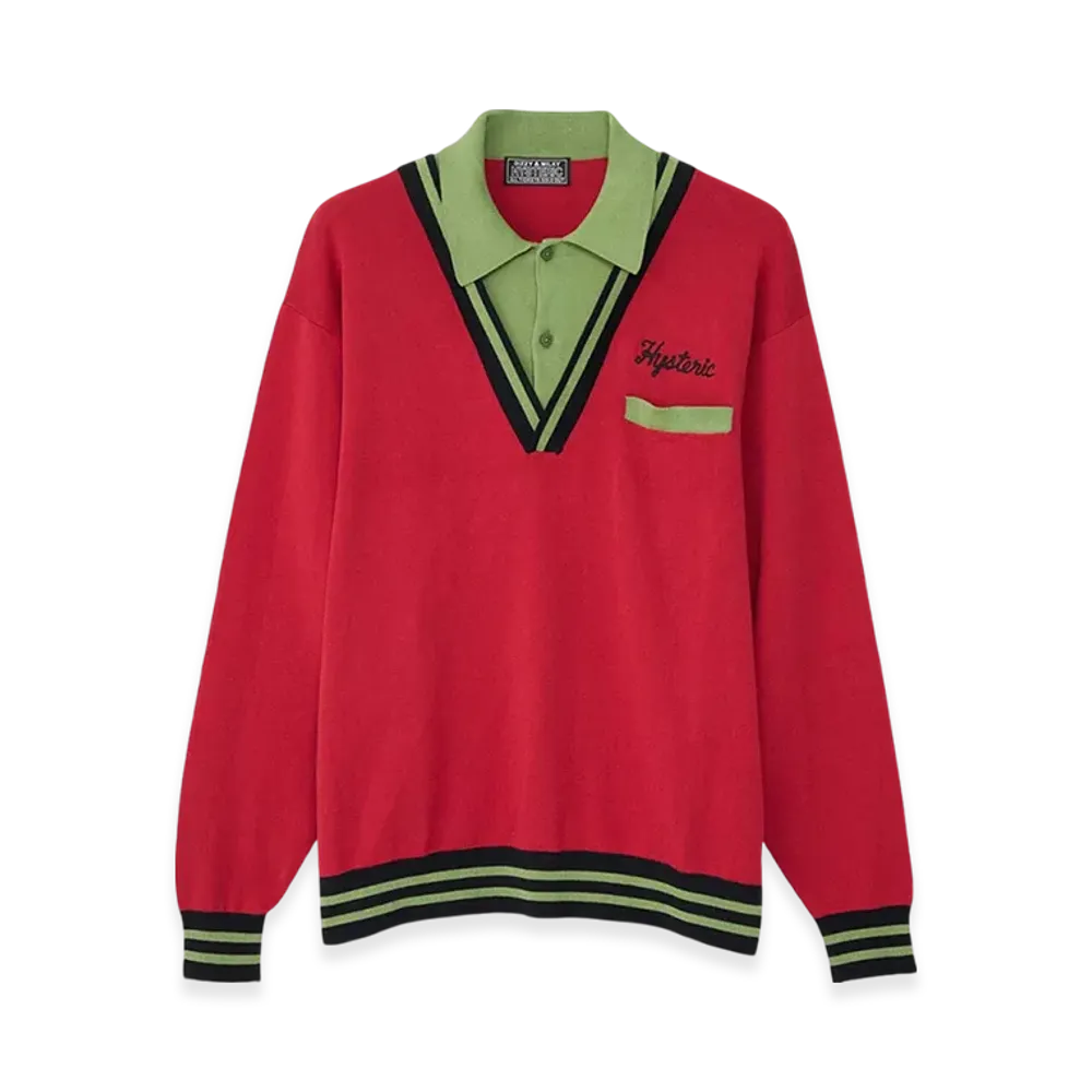 HYSTERIC GLAMOUR Hysteric Embroidered Collared Sweater "Red"