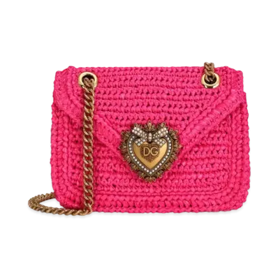 Dolce&Gabbana Devotion Bag Medium Crosse Lafia "Fuchsia"
