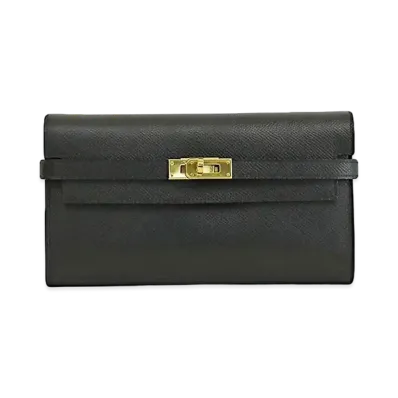 Hermes Kelly Wallet Long Veau Epsom "Noir/Gold"
