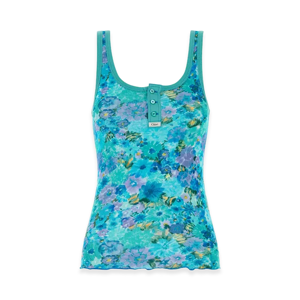 Chloe Women's Printed Stretch Cotton Tank Top "Floral"