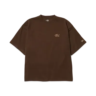 NEW ERA Short Sleeve Oversized Cotton T-shirt Handwritten Logo "Walnut"