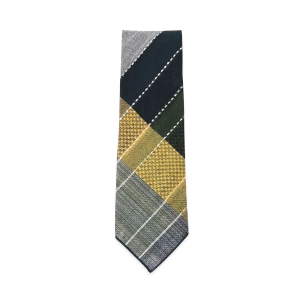 ENGINEERED GARMENTS Neck Tie - Madras Dobby Jacquard "Navy/Yellow/Green"