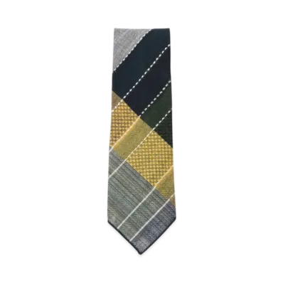 ENGINEERED GARMENTS Neck Tie - Madras Dobby Jacquard "Navy/Yellow/Green"