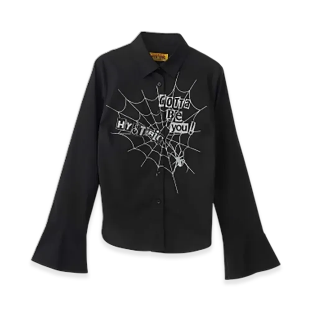 HYSTERIC GLAMOUR Hysteric Spider Lace-Up Frill Cuff Blouse "Black"