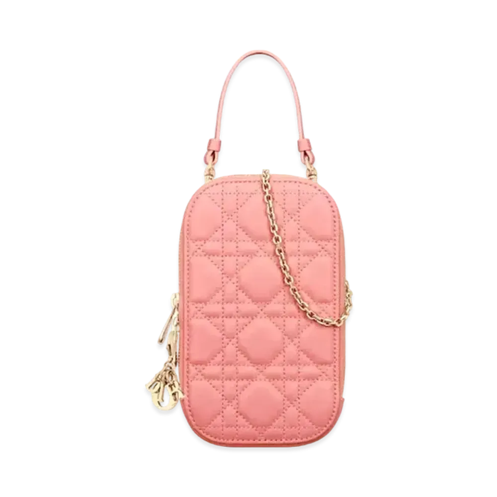 Dior Lady Dior Phone Holder Cannage Lambskin "Light Pink"