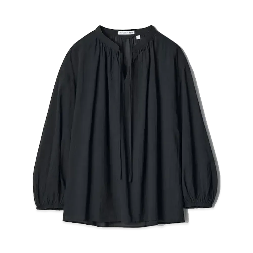 Uniqlo x JW Anderson 24SS Cotton Sheer Volume Blouse "Black"