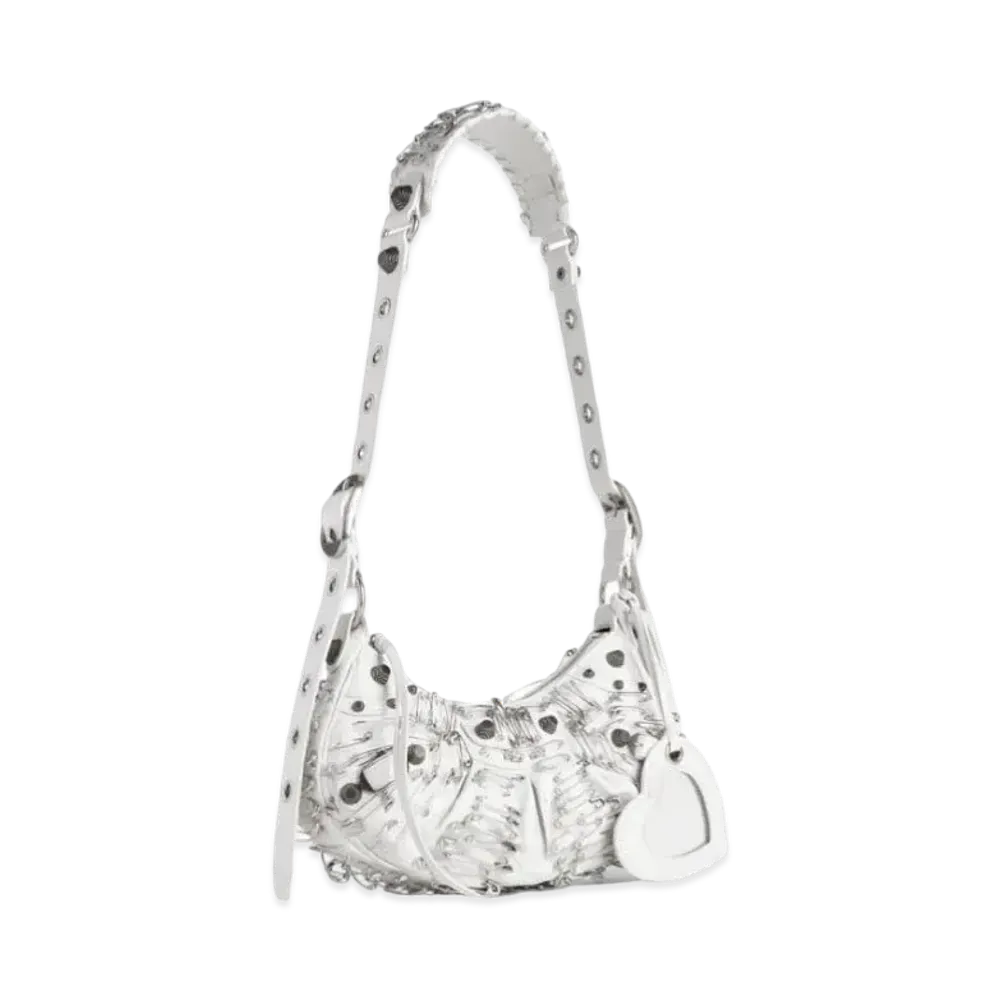 BALENCIAGA Le Cagole XS Shoulder Bag With Safety Pin "White"