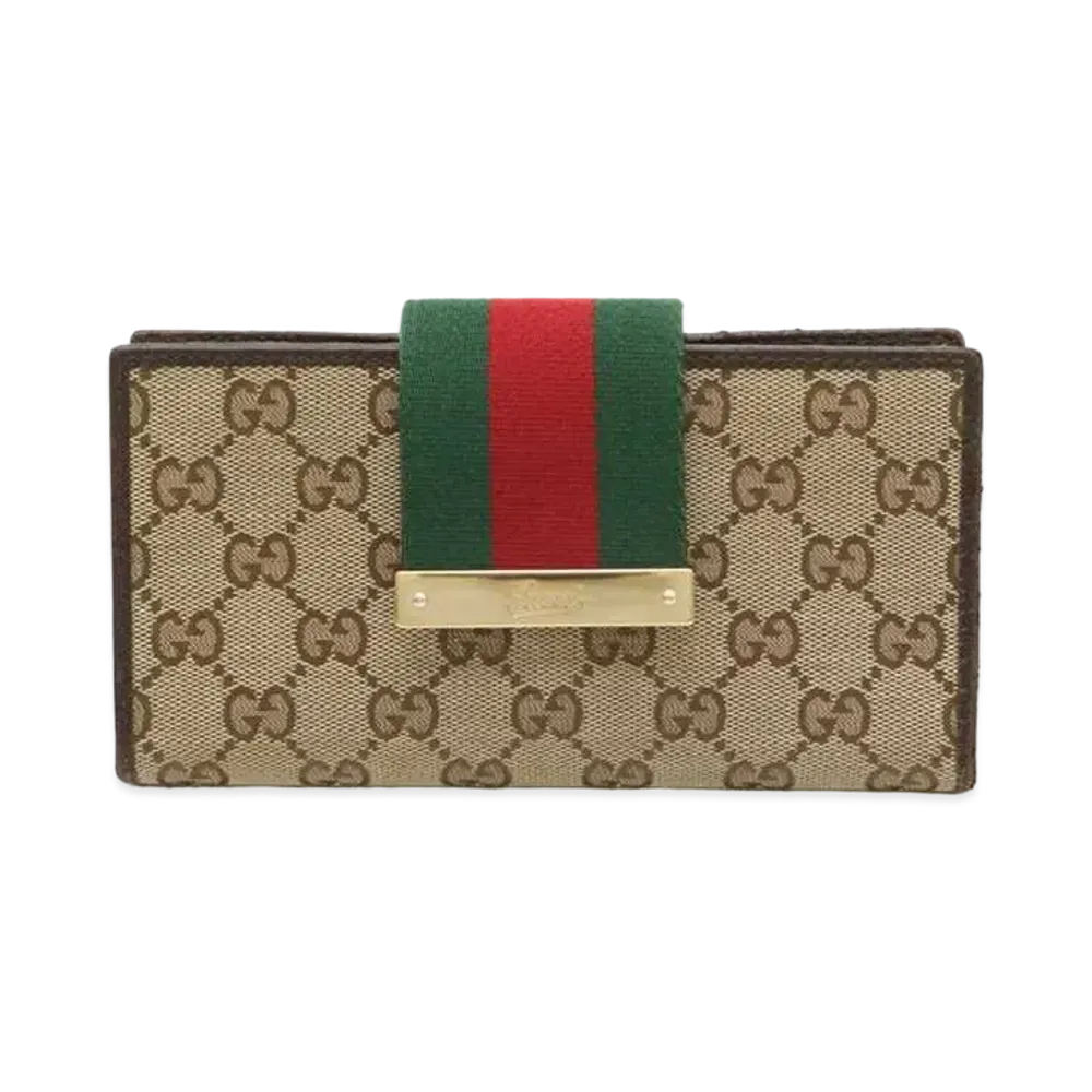 GUCCI GG Canvas Sherry Bi-fold Long Wallet "Brown"
