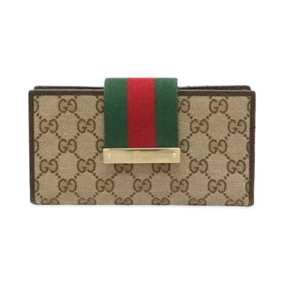 GUCCI GG Canvas Sherry Bi-fold Long Wallet "Brown"
