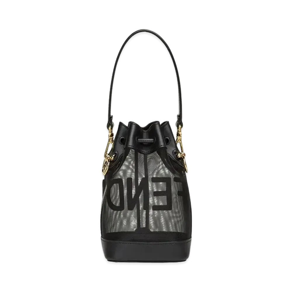 FENDI Mon Tresor Leather And Mesh Mini-Bag "Black"