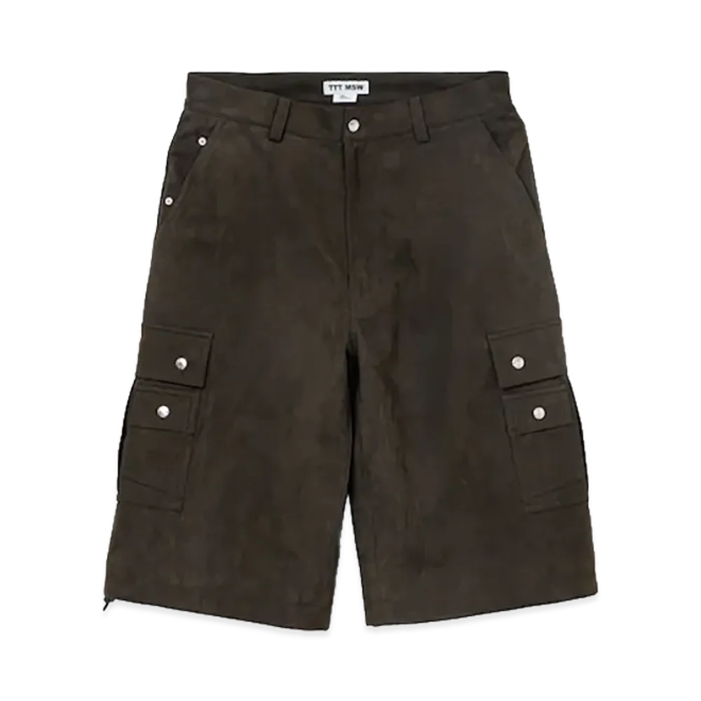 TTTMSW Suede military cargo half pants "Khaki"