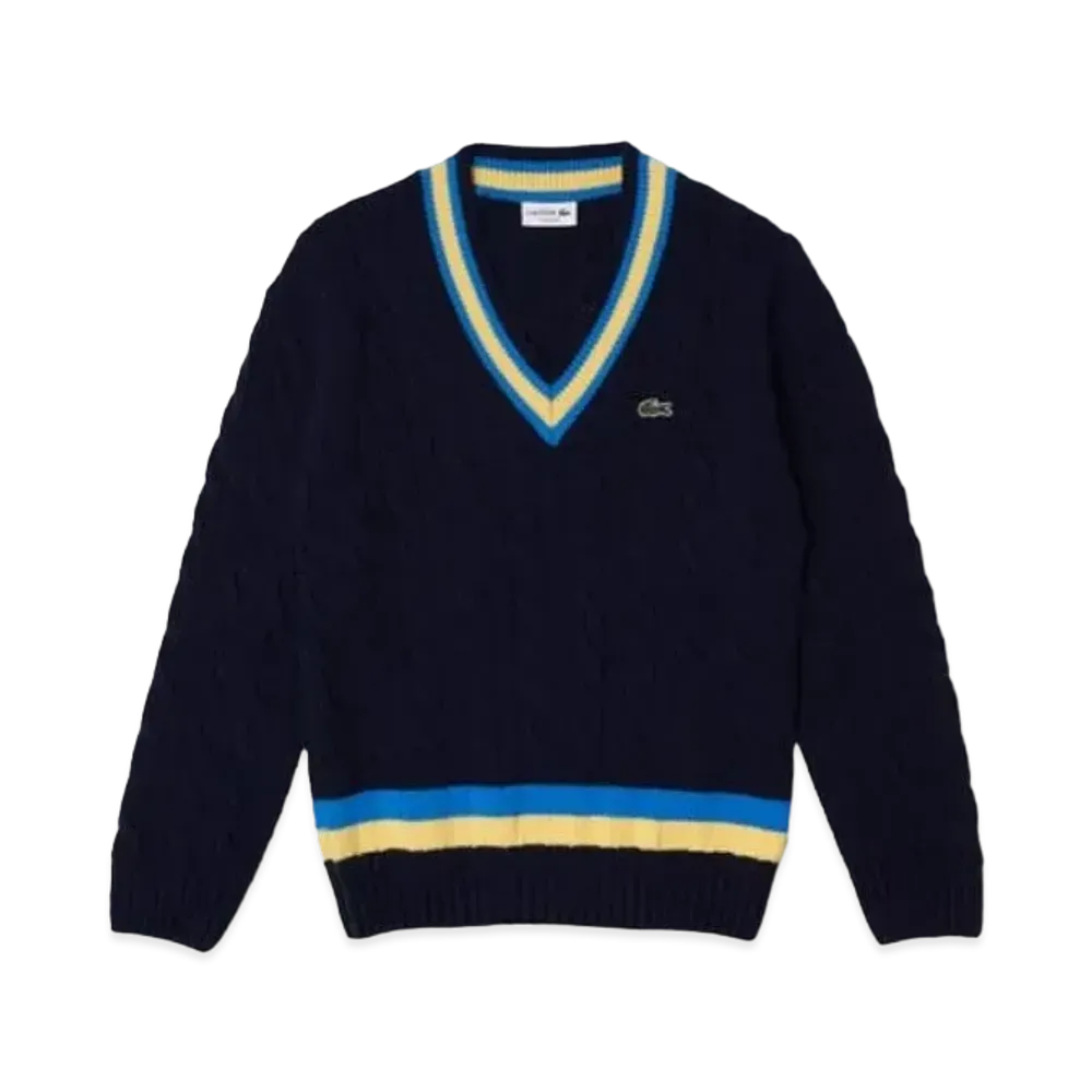 LACOSTE V Neck Denis Sweater "Navy"