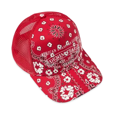DENIM TEARS Cotton Wreath Paisley ADG Stamp Cap "Red"