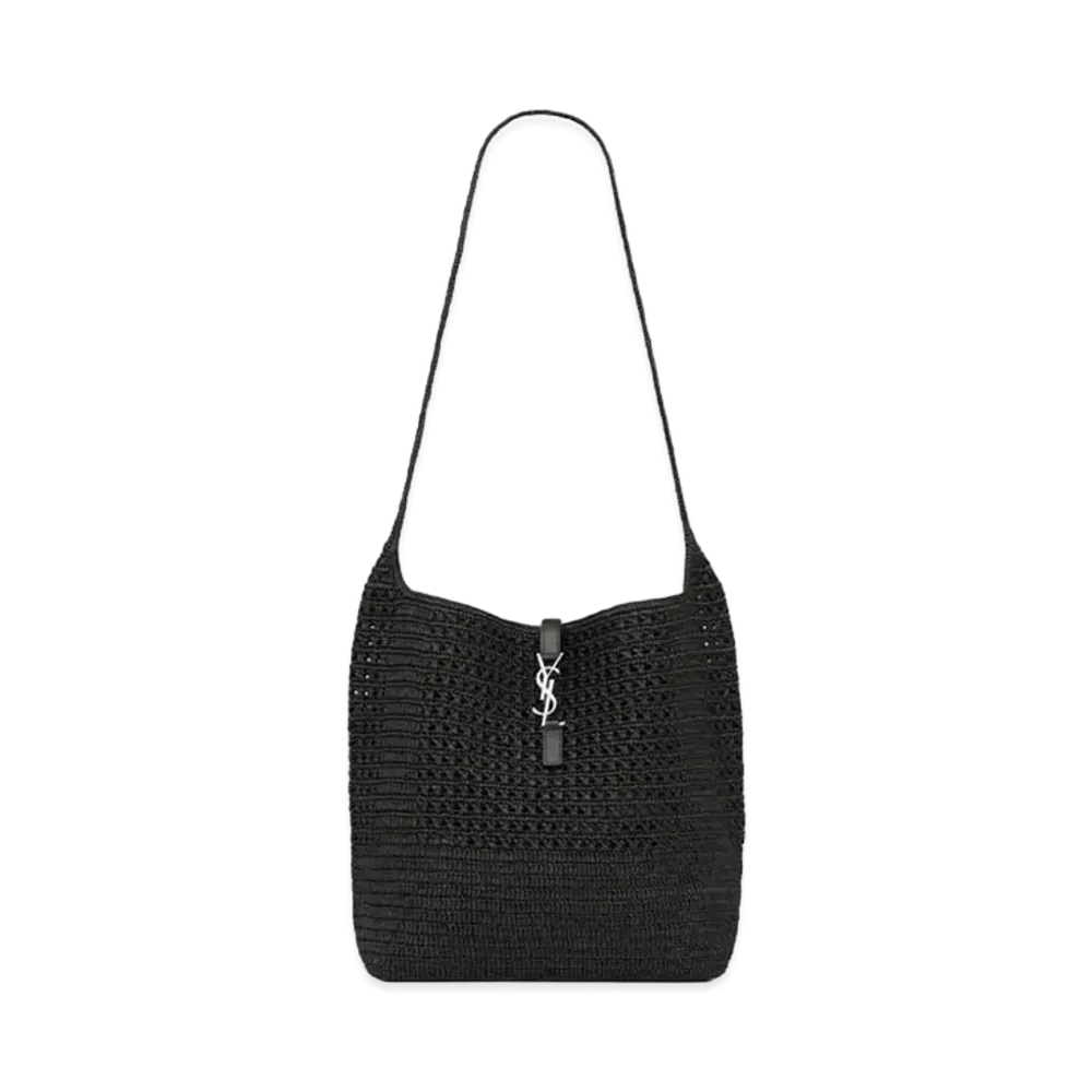 Saint Laurent LE 5 A 7 Medium Tote in Raffia "Black"