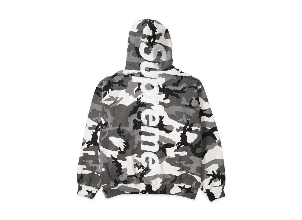 Supreme Satin Applique Hooded Sweatshirt "Snow Camo"