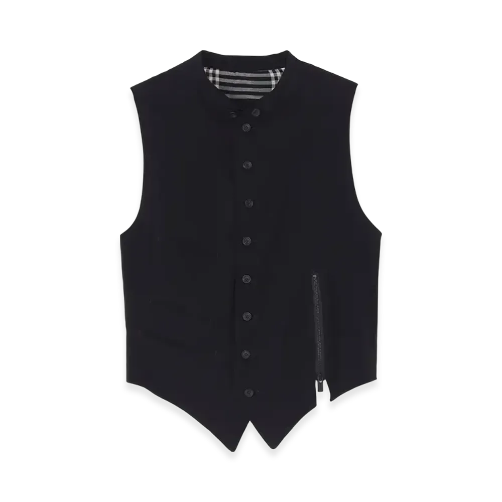Yohji Yamamoto POUR HOMME Piece Unique/The Shop Rayon Span Loan Left Zip Detail Vest "Black"