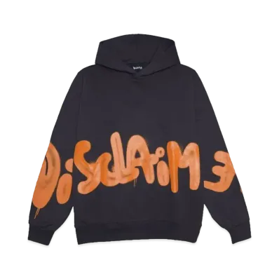 DISCLAIMER DIS MAGLIA UOMO CON CAPPUCCIO IN FEL "PIOMBO/ST.ARANCIONE"