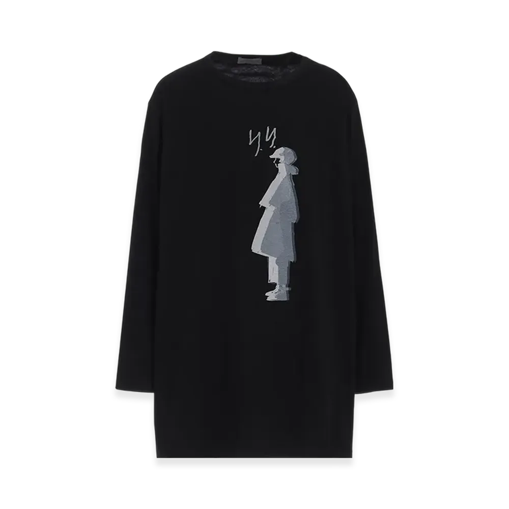 Yohji Yamamoto POUR HOMME Single Jersey Print Long Sleeve B "Black"