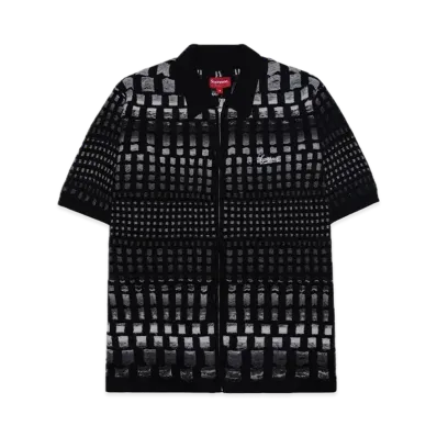 Supreme Gradient Grid Zip Up Polo "Black"