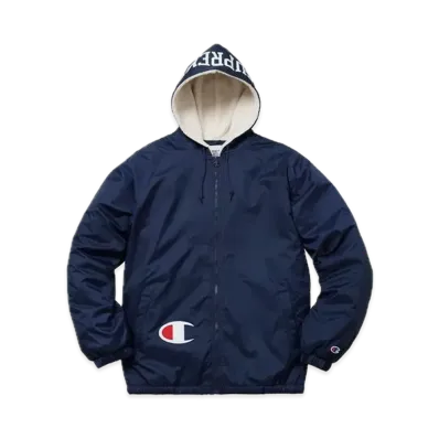 Supreme x Champion Sherpa Lined Hooded Jacket "Navy"