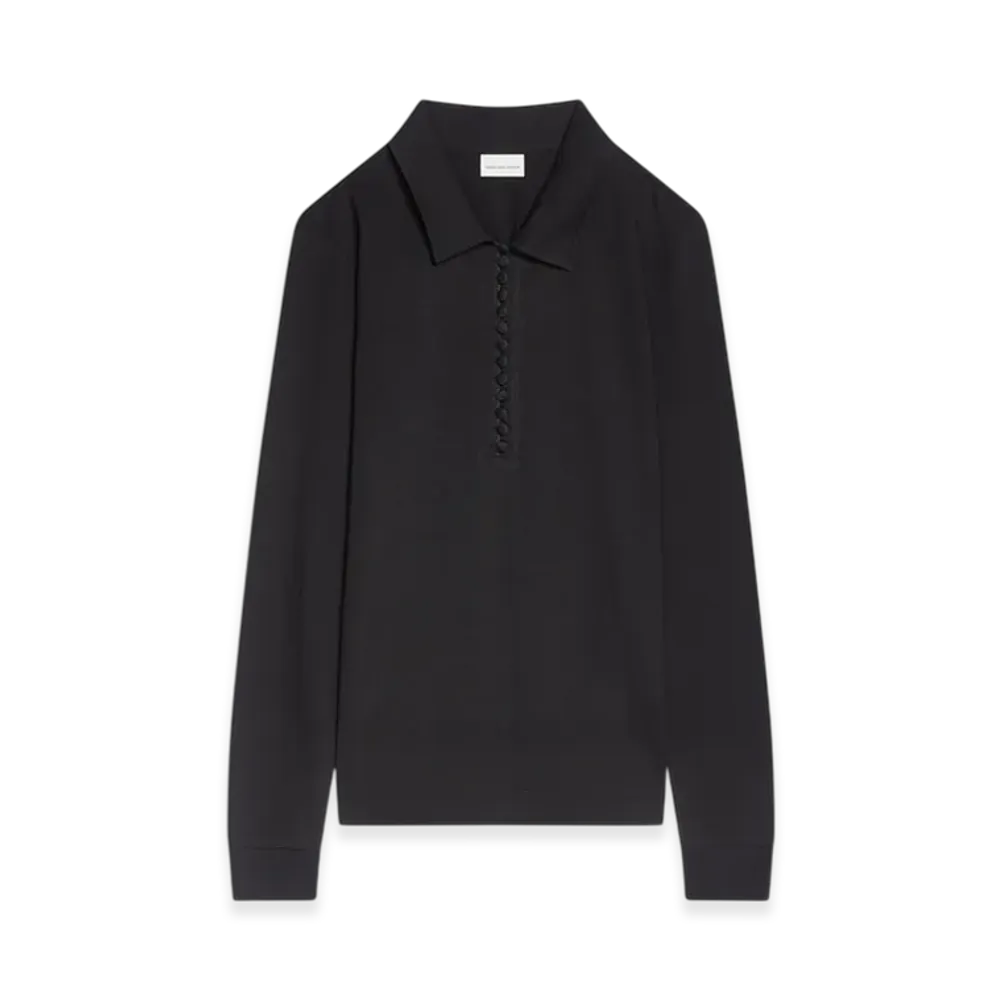 DRIES VAN NOTEN Women's Jersey Polo Shirt "Black"