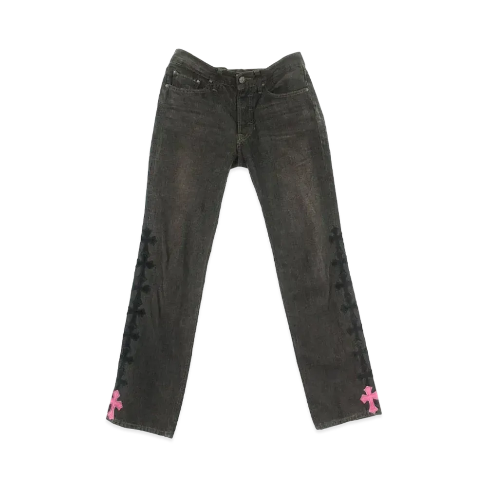 Chrome Hearts x Levi's U VNTG JEAN RED TAB Washed Denim Pants with Cross Patch "Black/Pink"