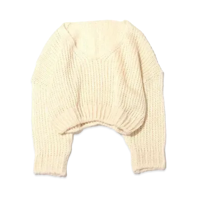 atmos pink V-Neck Short Knit Tops "Ivory"