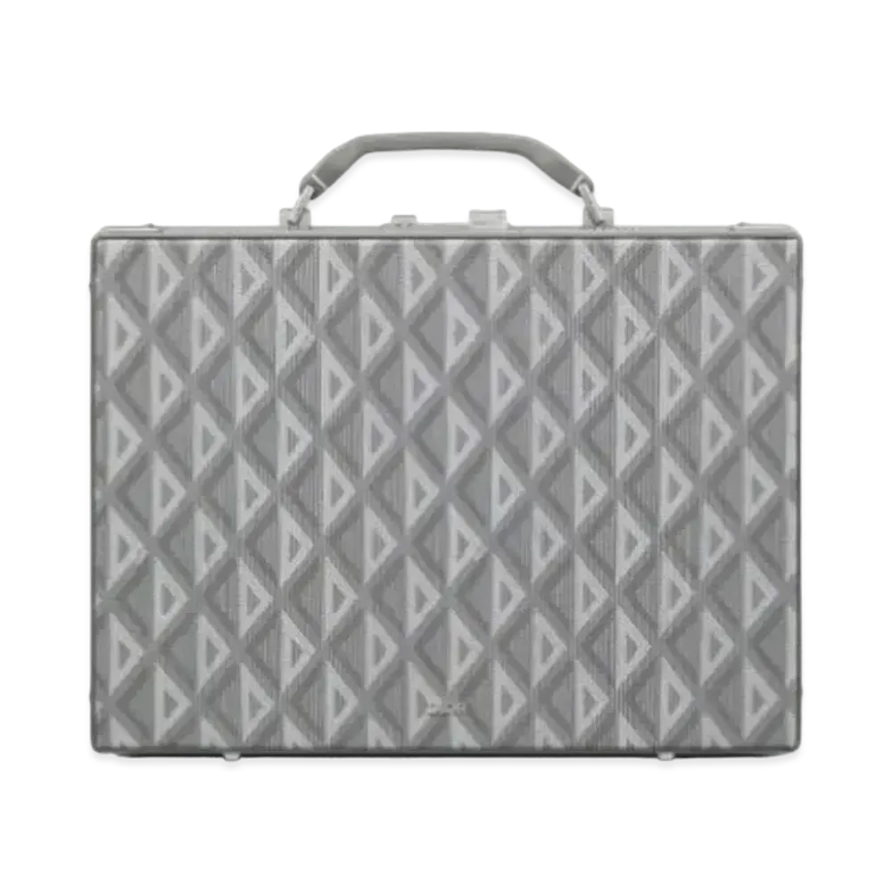 Dior Dior Lock Briefcase CD Diamond Canvas "Gray"