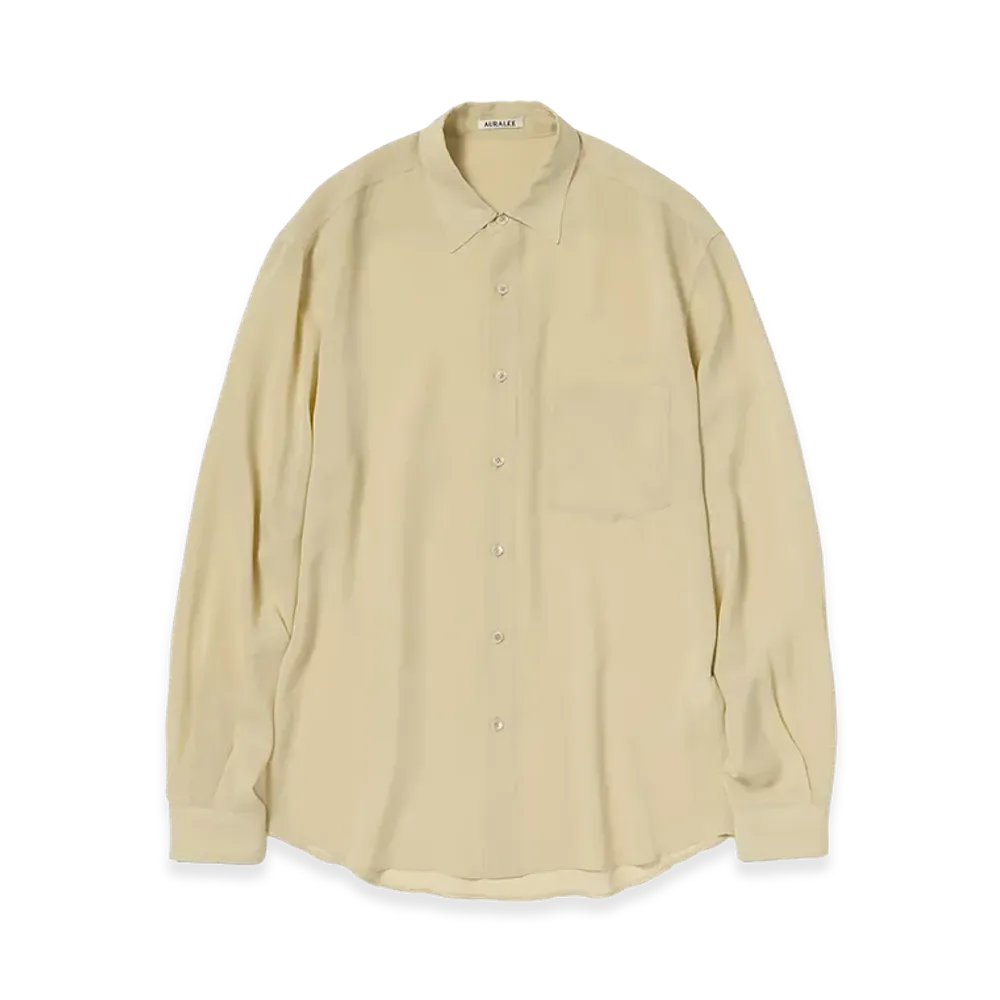 AURALEE Airy Silk Georgette Shirt "Light Yellow"