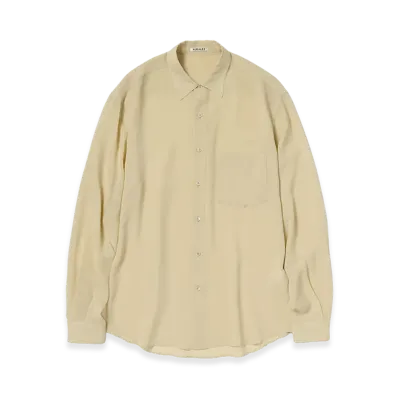 AURALEE Airy Silk Georgette Shirt "Light Yellow"