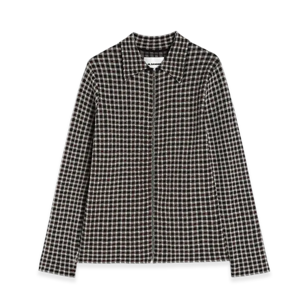 Jil Sander Wool Blend Zip-Up Shirt "Dark Grey"