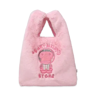 A BATHING APE Baby Milo Fur Tote Bag "Pink"